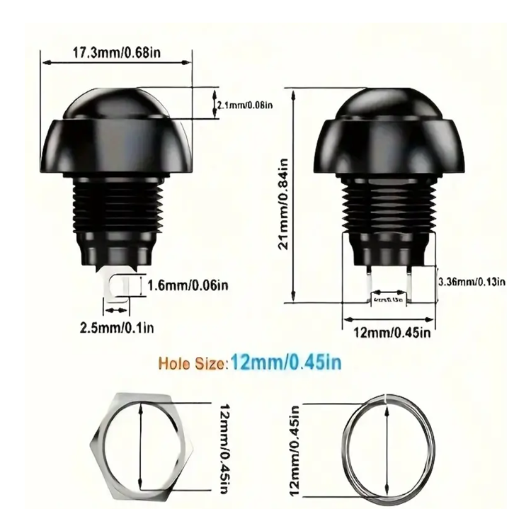 12mm Momentary Push button