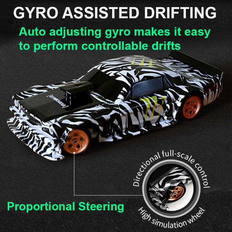 4301G 1:43 Scale RC 4WD Gyro Assist Drift Car, LED Lights, Drift and Race Tyres