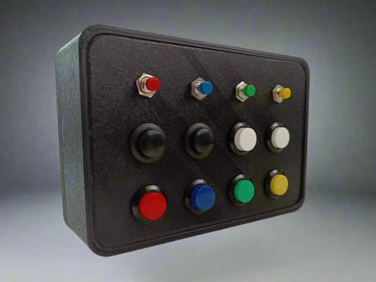 RacecraftsNZ Sim Racing Button Box, 8x Momentary Buttons, 4x Mini Momentary Buttons