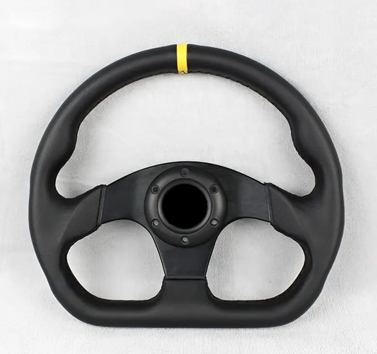 D'Shaped Racing Wheel, 320mm, 70mm Bolt Pattern, Aluminium Frame, Soft PU Leather