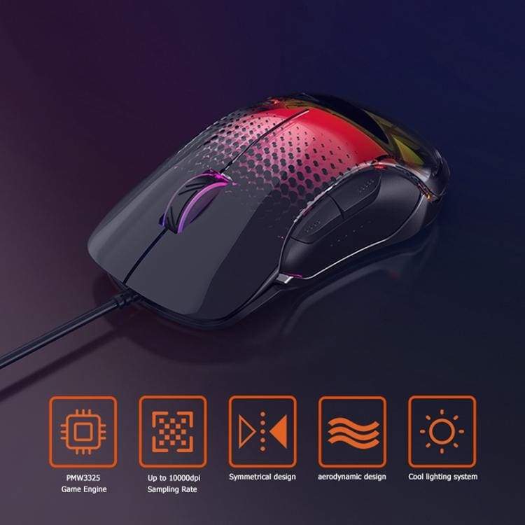 AJazz AJ358 10000DPI USB Gaming Mouse, 4 LED Light modes, 6 Button, Polling Rate Adjustment