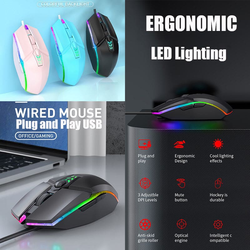 S700 Desktop Optical Mouse, USB, 6 Buttons, DPI Adjustment, LED light