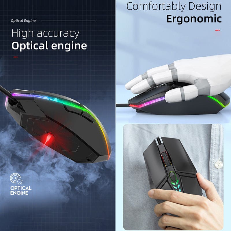 S700 Desktop Optical Mouse, USB, 6 Buttons, DPI Adjustment, LED light