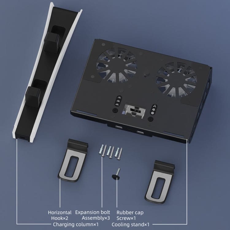 iPlay PS5 Wall Mount Cooling Stand, USB Hub and Controller Charging Station