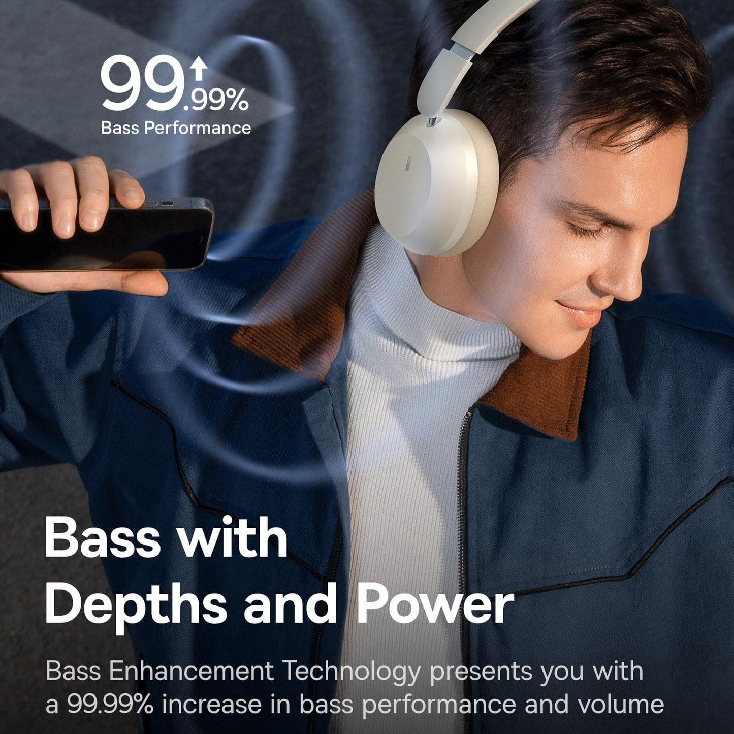 Baseus Bass 35 Max Wireless Headphones, Wired or Wireless, Microphone, App Configuration