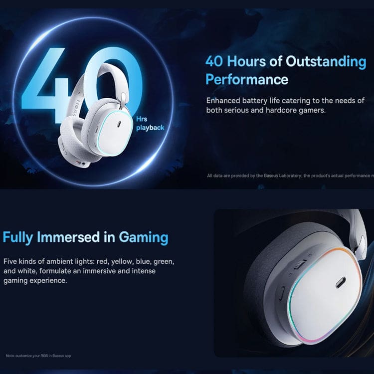 Baseus AeQur Wireless Gaming Headphones, 2.4G, Wired or Wireless, ANC, App Configuration