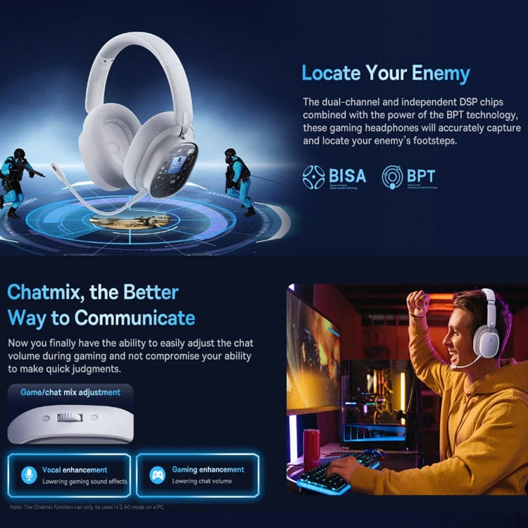 Baseus AeQur Wireless Gaming Headphones, 2.4G, Wired or Wireless, ANC, App Configuration