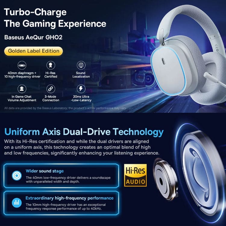 Baseus AeQur Wireless Gaming Headphones, 2.4G, Wired or Wireless, ANC, App Configuration