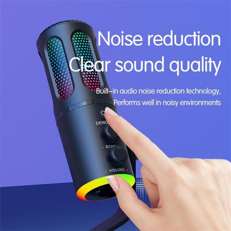 SU8 Desktop Gaming/Streaming Microphone, Noise Reduction, LED Light