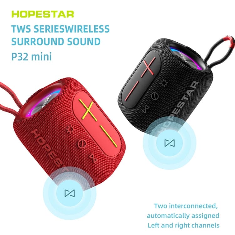 Hopestar P32 Mini 5W Bluetooth Speaker, 1800mAh Battery, TWS, LED Light, Bass Chamber