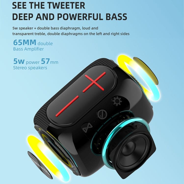 Hopestar P32 Mini 5W Bluetooth Speaker, 1800mAh Battery, TWS, LED Light, Bass Chamber