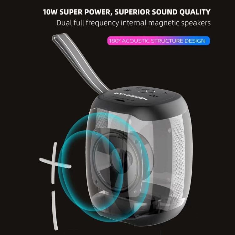 Hopestar Party 50 Mini 10W Bluetooth Speaker, 1800mAh Battery, TWS, LED Lights