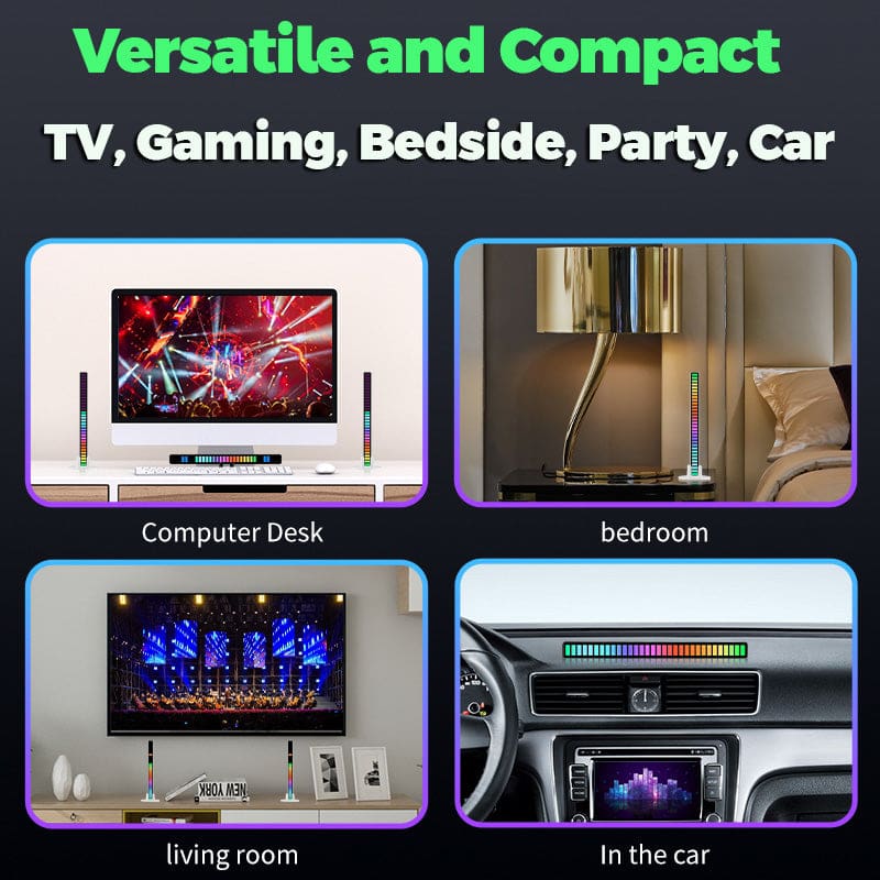 L022 32 LED Sound Activated Mini Ambient Light Bar , Multiple Modes and Colours, USB Powered