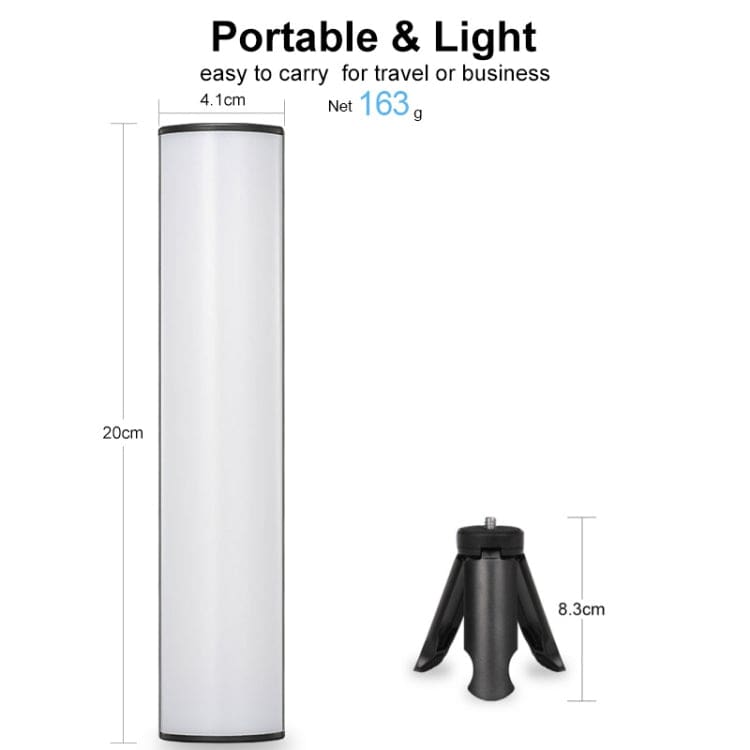 Vloglite W200 RGB Handheld LED Photography Video Fill Light, Magnetic, Tripod, OLED Display