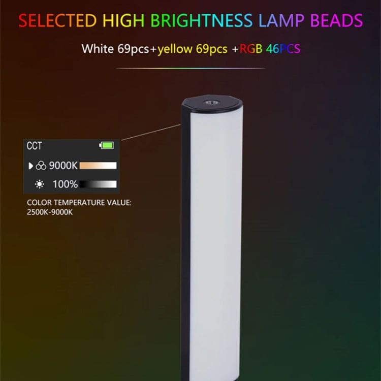 Vloglite W200 RGB Handheld LED Photography Video Fill Light, Magnetic, Tripod, OLED Display