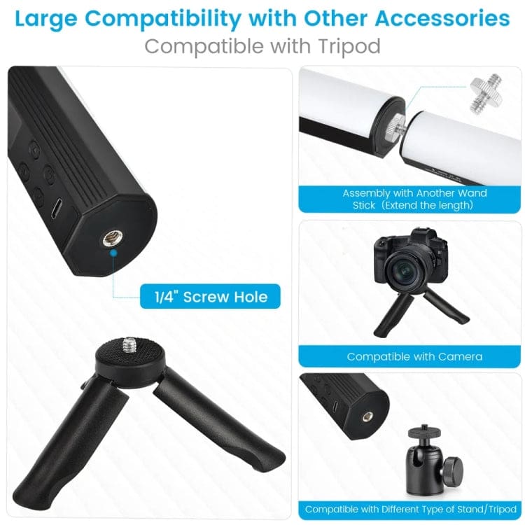 Vloglite W200 RGB Handheld LED Photography Video Fill Light, Magnetic, Tripod, OLED Display