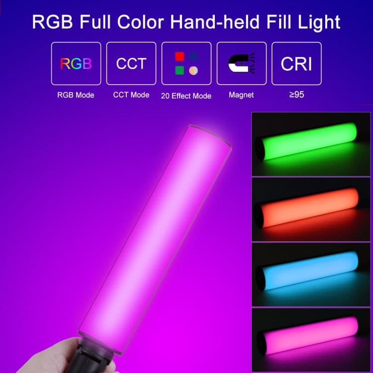 Vloglite W200 RGB Handheld LED Photography Video Fill Light, Magnetic, Tripod, OLED Display