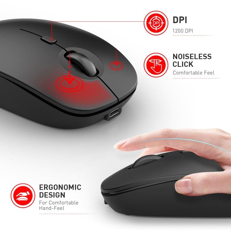 MKESPN Tri-Mode Bluetooth/RF Wireless Optical Mouse, USB 2.4G RF Dongle or Bluetooth 3/5.2 Connection