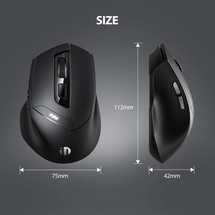 inphic DR01 Dual-Mode Bluetooth/RF Wireless Optical Mouse, Rechargeable, 1600DPI