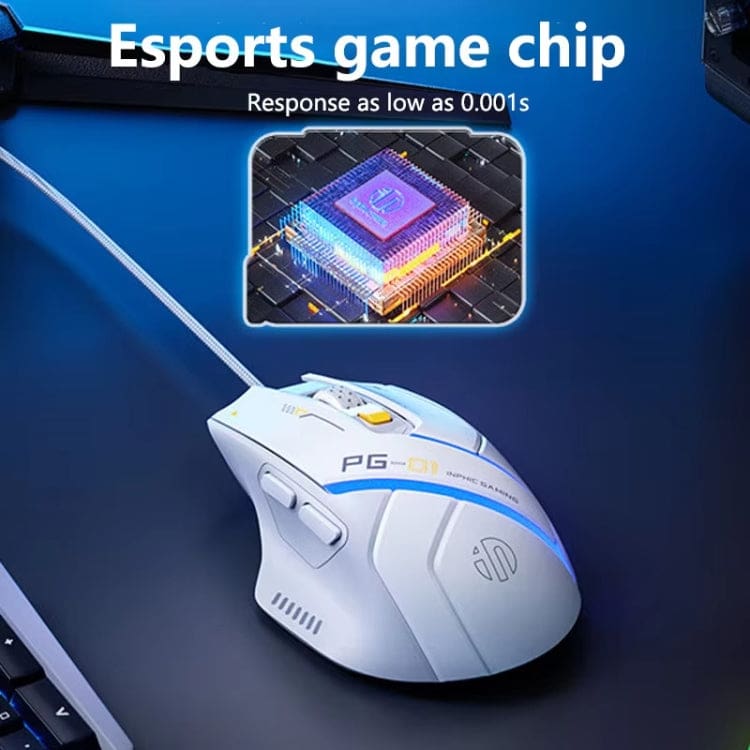 inphic PG1 Wired USB 12800 DPI Optical Mouse, Macro Software, LED Lighting