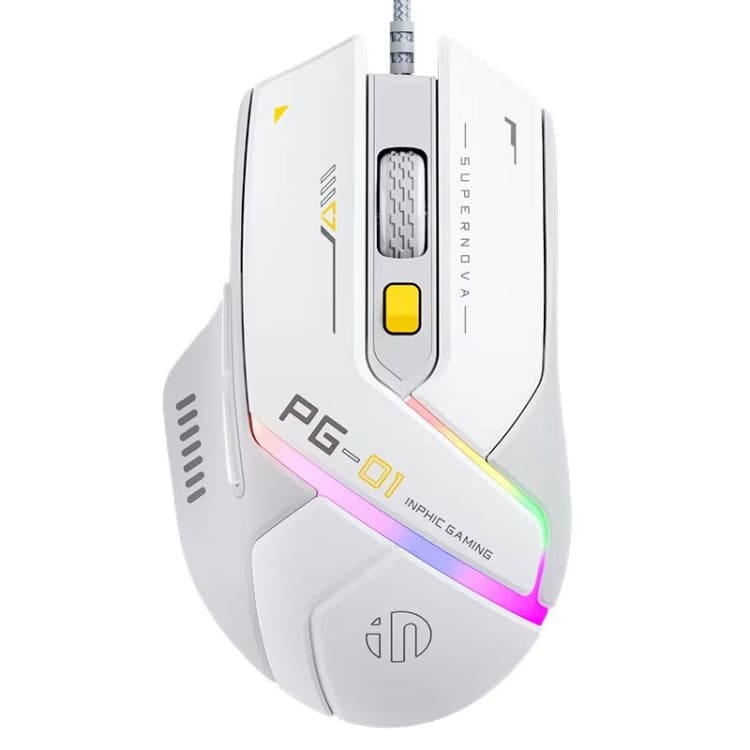 inphic PG1 Wired USB 12800 DPI Optical Mouse, Macro Software, LED Lighting