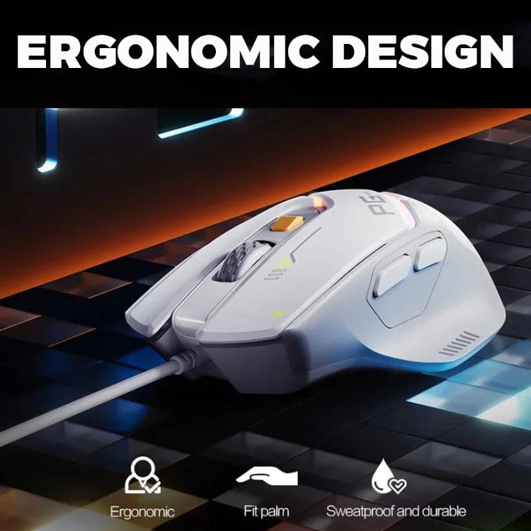 inphic PG1 Wired USB 12800 DPI Optical Mouse, Macro Software, LED Lighting