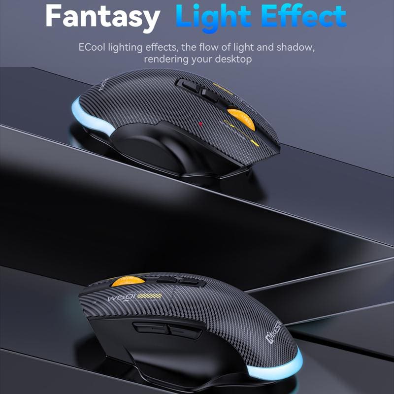 MKESPN W601 Tri-Mode BT/RF Wireless, Corded 12800DPI Optical Mouse, Carbon Fiber Texture, Macro