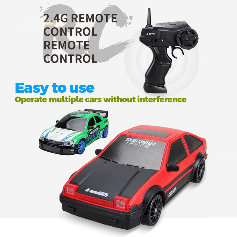 SC24 RC 4WD Drift Car, Dual Motor, 1:24 Scale, LED Lights, Drift and Race Tyres