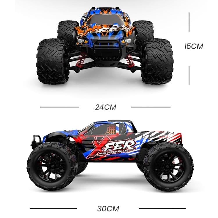 Enoze Dual Motor Bigfoot RC Truck, LEDs, Max 40km/h, Proportional Control, RTR