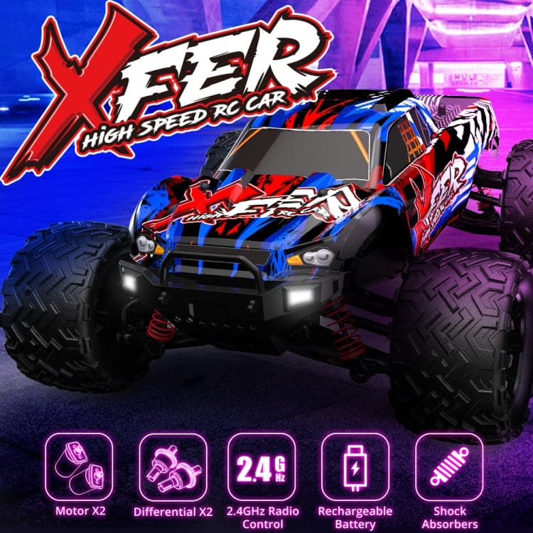 Enoze Dual Motor Bigfoot RC Truck, LEDs, Max 40km/h, Proportional Control, RTR