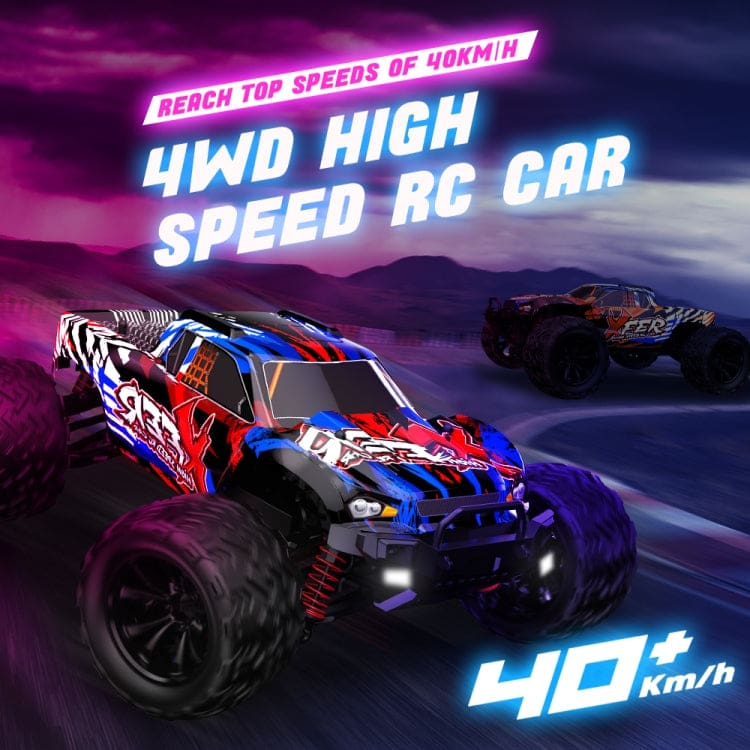 Enoze Dual Motor Bigfoot RC Truck, LEDs, Max 40km/h, Proportional Control, RTR
