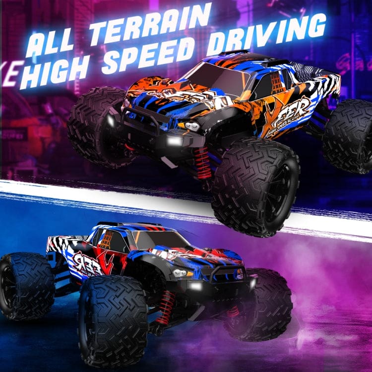 Enoze Dual Motor Bigfoot RC Truck, LEDs, Max 40km/h, Proportional Control, RTR