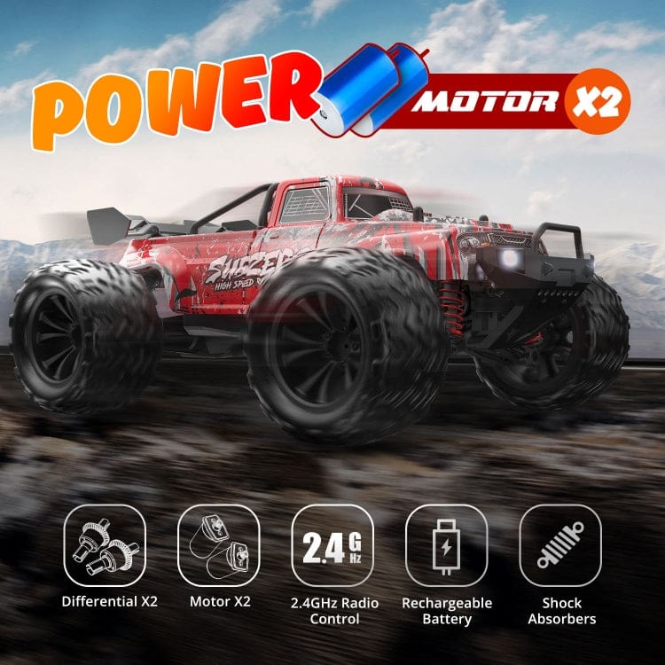 Enoze Dual Motor Bigfoot RC Truck, LEDs, Max 40km/h, Proportional Control, RTR