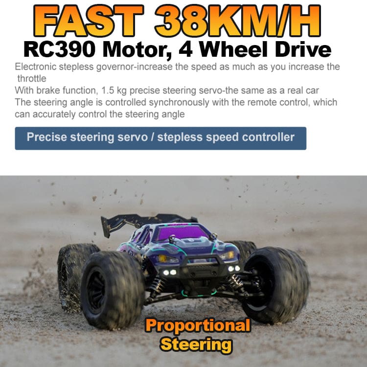 JJRC RC Q132 4WD Monster Buggy, Up to 38km/h, 390 Motor, Metal parts, LED Lights