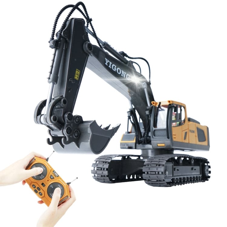 NC-258C RC Excavator, Metal Bucket, Engine Sounds, All-Terrain Caterpillar tracks, Independent Steering, Boom lights