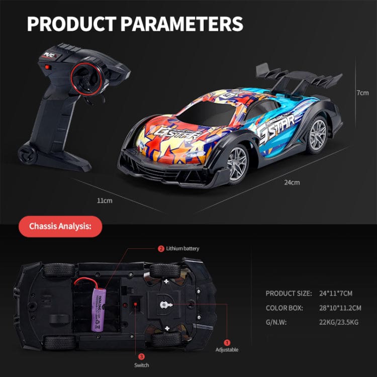 NC-Q170 RC Sports Car, LEDs, 500mAh Battery, Easy to Control, RTR