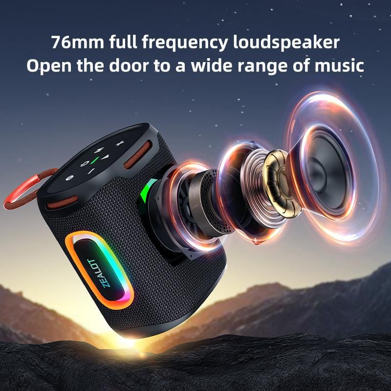 Zealot S122 25W Bluetooth Speaker, LED Lights, 6000mAh Rechargeable Battery