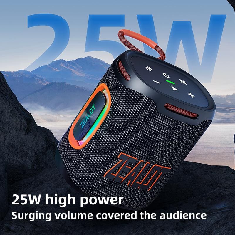 Zealot S122 25W Bluetooth Speaker, LED Lights, 6000mAh Rechargeable Battery