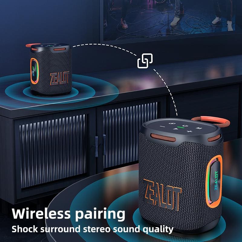 Zealot S122 25W Bluetooth Speaker, LED Lights, 6000mAh Rechargeable Battery