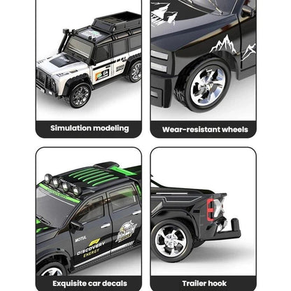 1:64 Mini Alloy RC Car with Lights | Metal Alloy | Trailer
