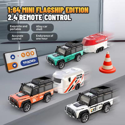 1:64 Mini Alloy RC Car with Lights | Metal Alloy | Trailer