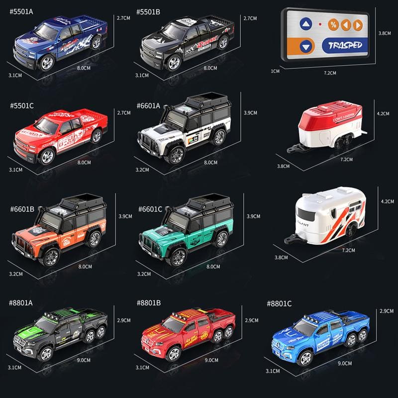 1:64 Mini Alloy RC Car with Lights | Metal Alloy | Trailer