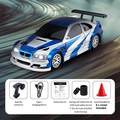 4301G 1:43 Scale RC 4WD Gyro Assist Drift Car, LED Lights, Drift and Race Tyres