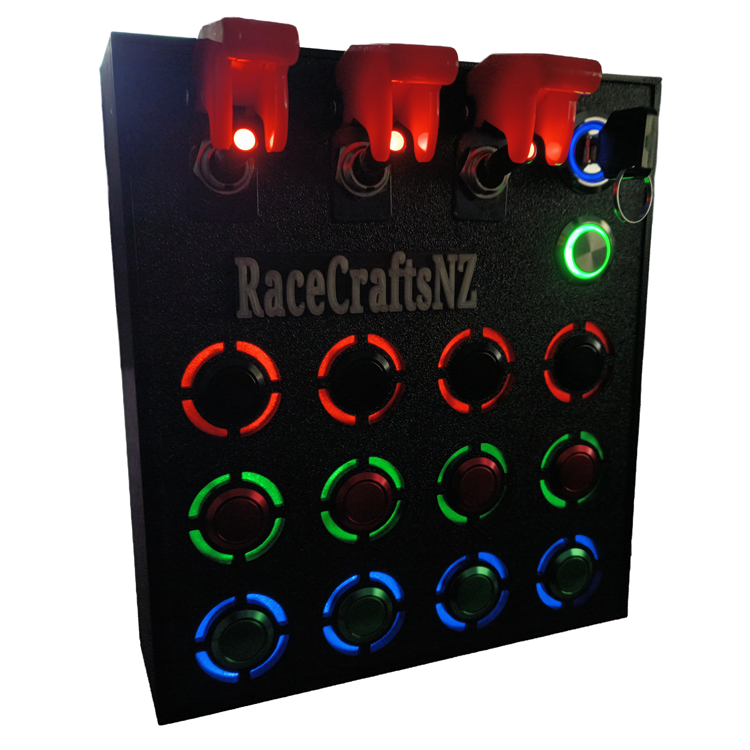 RaceCraftsNZ Delta 12 Button Box - For Racing, Truck and Flight Simulators and as a Universal Controller Box