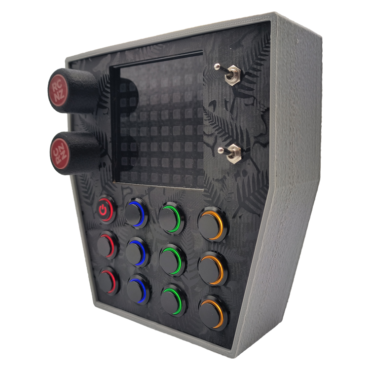 RaceCraftsNZ RC06 Button Box, 12x LED Buttons, Dual Rotary Encoders, LED Flag Box