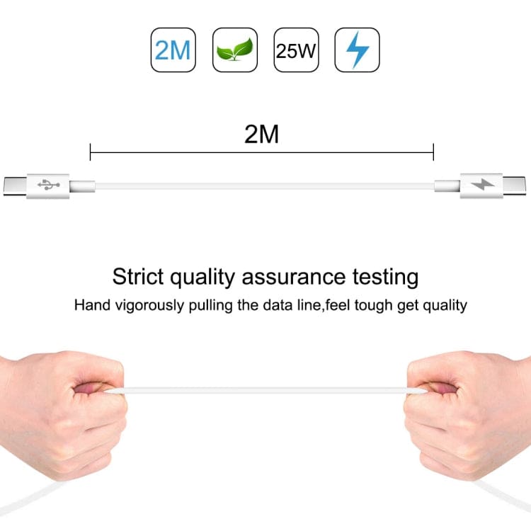 HAWEEL 25W 3A Type-C to Type-C PD Fast Charging Data Cable, Length: 2metre