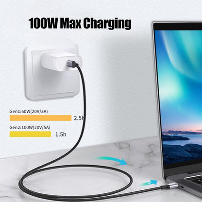 USB Type-C Elbow Male to Female Extension Cable, 10Gbps, 100W, 2Mtr