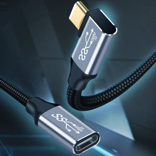 USB Type-C Elbow Male to Female Extension Cable, 10Gbps, 100W, 2Mtr