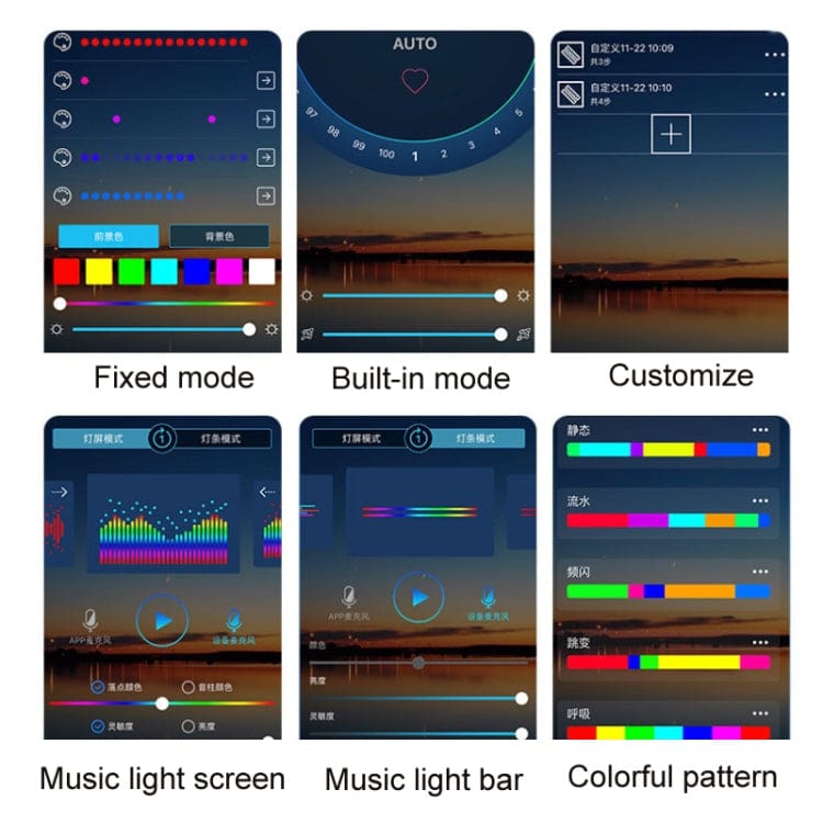 Zengge LED Light Bar Set for Car or Desk, Bluetooth Phone App, USB, Music Mode, Patterns