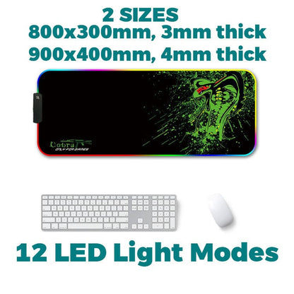 Cobra LED Edge-Lit Large Desktop and Mouse  Pad, 12 Lighting Modes